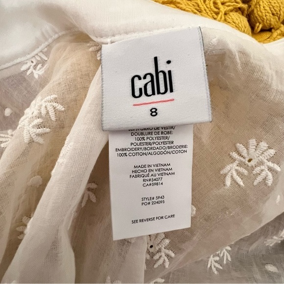 CAbi 5943 Midsummer White Floral Eyelet Embroidered Dress‎ Topper Coverup SIZE 8 - Picture 5 of 13